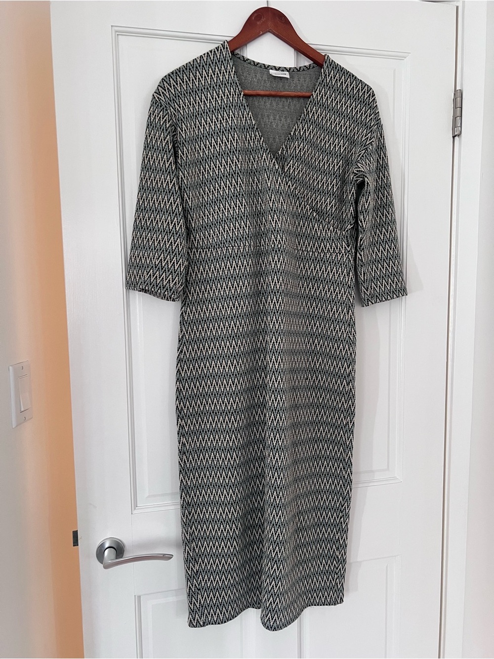 Rita Row Knit V‑Neck Midi Dress in Black and White
